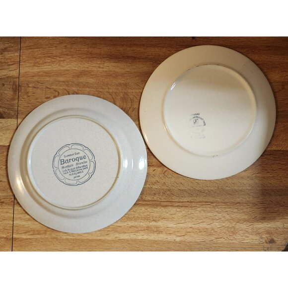 4- Mismatched Stoneware Dinner Plates, 10.5" Japan Retro 70s Neutral Floral - Picture 6 of 6